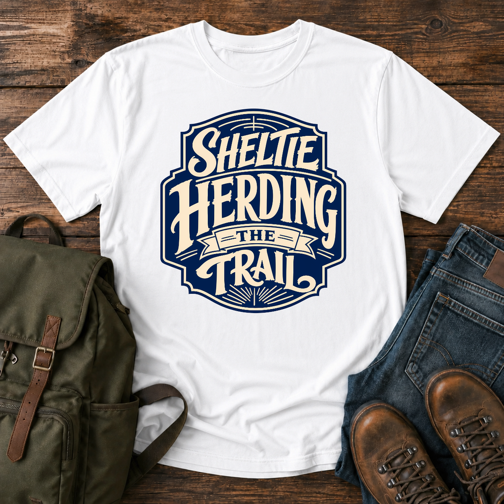 Shetland Sheepdog Sheltie Herding The Trail t-shirt design