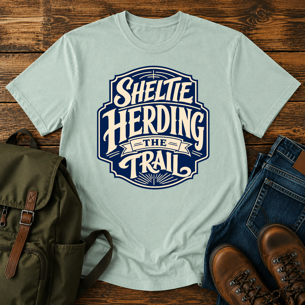 Shetland Sheepdog Sheltie Herding The Trail t-shirt design
