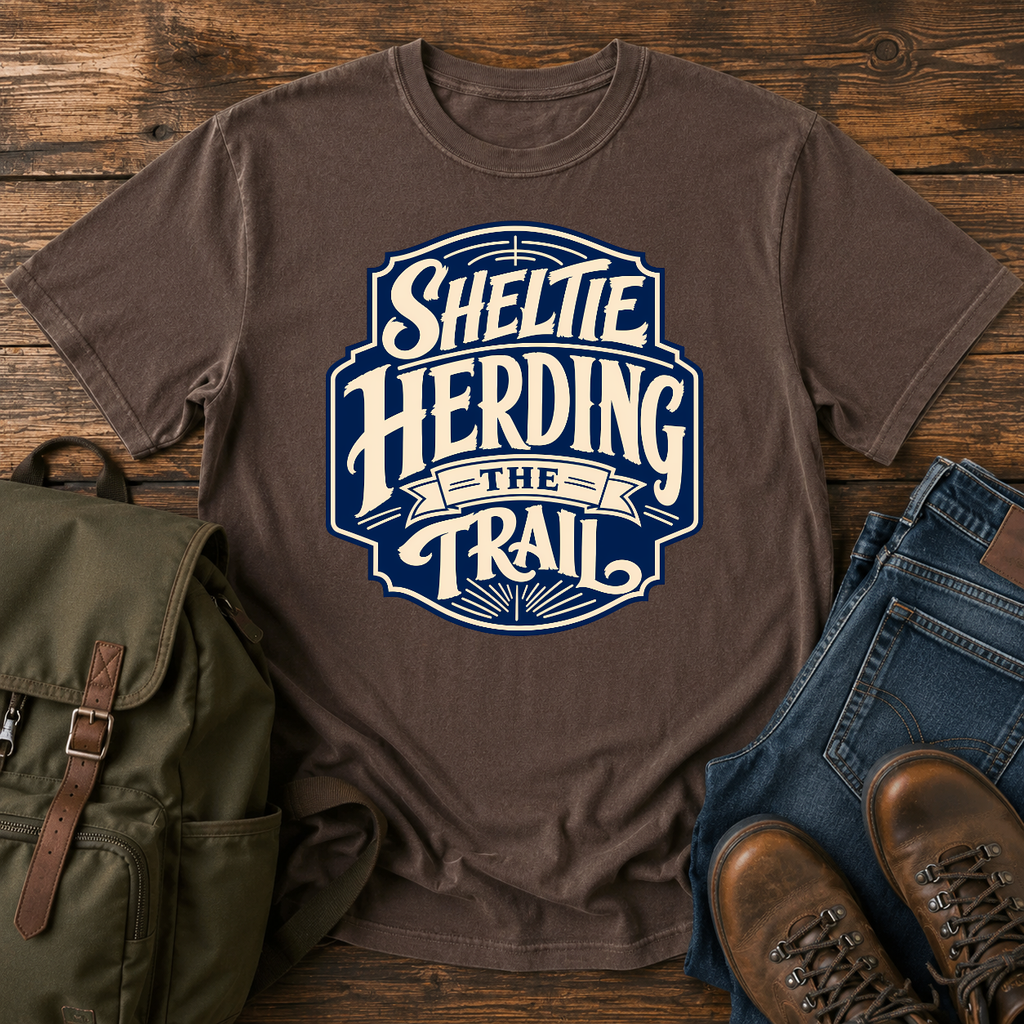 Shetland Sheepdog Sheltie Herding The Trail t-shirt design