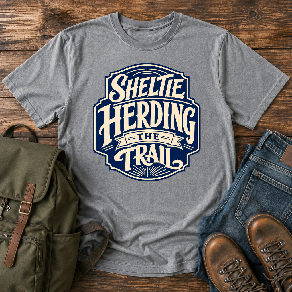 Shetland Sheepdog Sheltie Herding The Trail t-shirt design