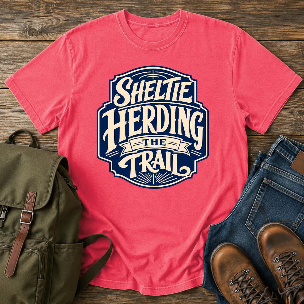 Shetland Sheepdog Sheltie Herding The Trail t-shirt design