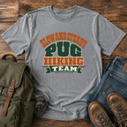 Pug Text-only typographic lockup reading 'Slow And Steady Pug Hiking Team' t-shirt design