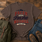 Dog Typographic treatment: collegiate/varsity athletic wordmark, arched primary in a worn varsity serif t-shirt design