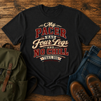 Dog Typographic treatment: collegiate/varsity athletic wordmark, arched primary in a worn varsity serif t-shirt design