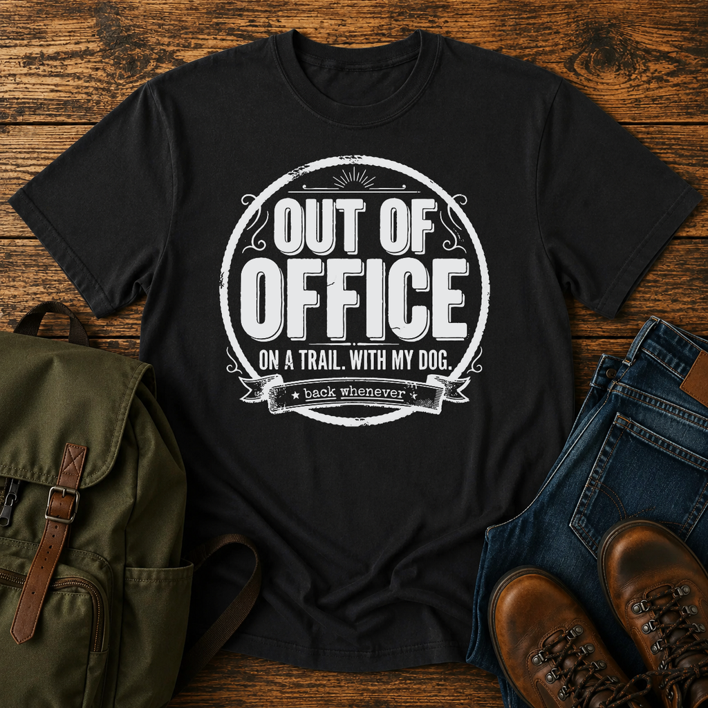 Dog Out Of Office trail typography t-shirt design