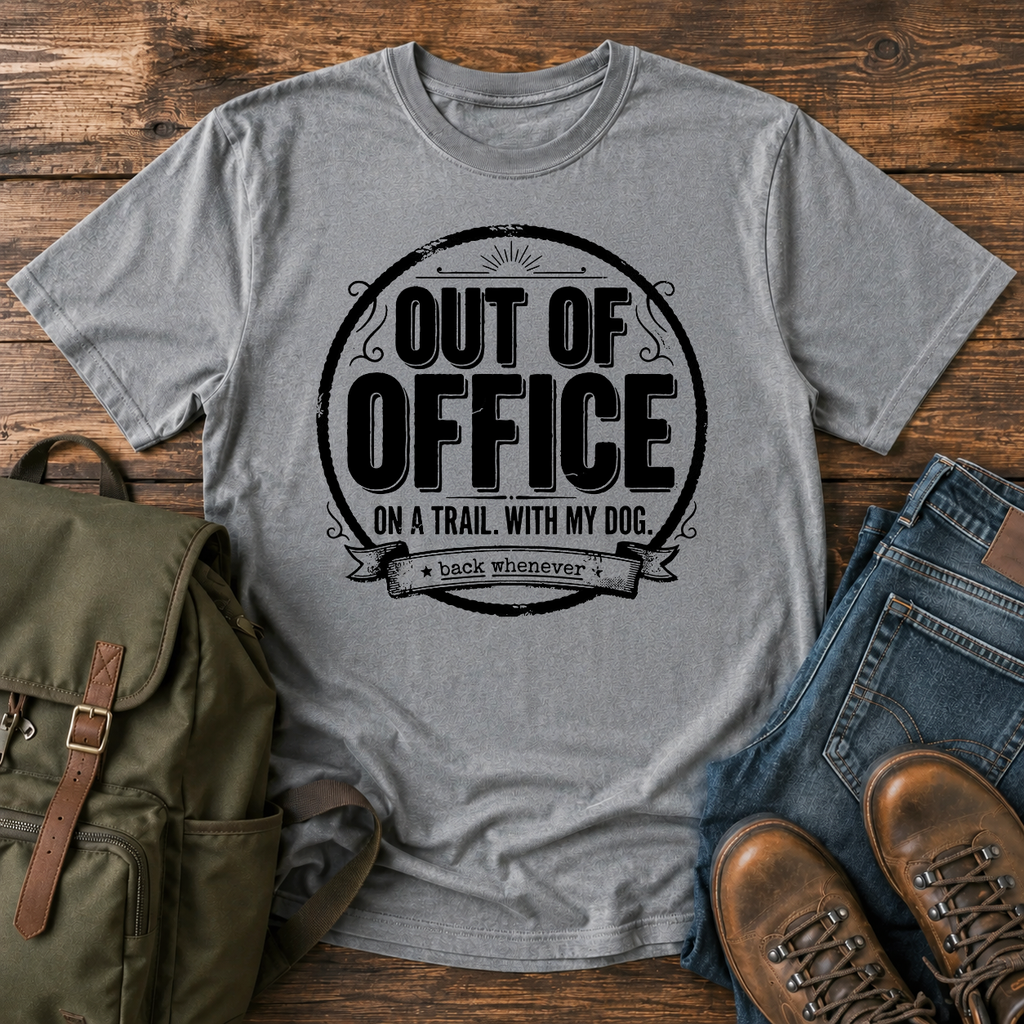 Dog Out Of Office trail typography t-shirt design