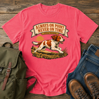 Brittany Orange-and-white running flat out along a tawny grass ridgeline, ears back and t-shirt design