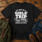 Dog mom girls trip t-shirt design with paws and trailhead lettering