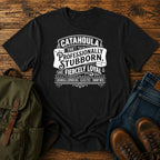 Catahoula Professionally Stubborn t-shirt design with western kennel badge lettering