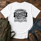 Catahoula Professionally Stubborn t-shirt design with western kennel badge lettering