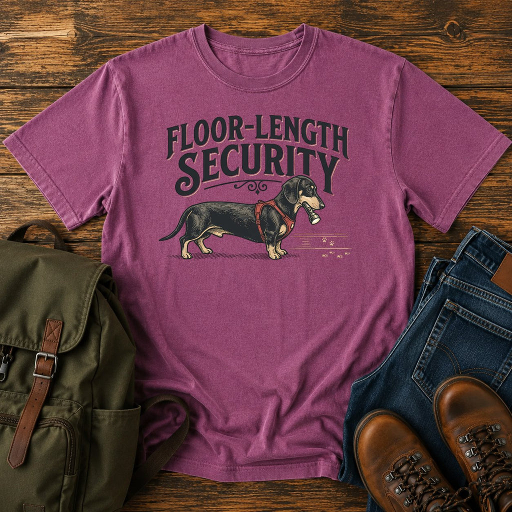 Dachshund floor security dog on a t-shirt design