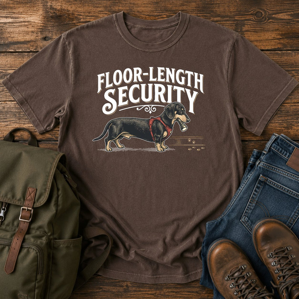Dachshund floor security dog on a t-shirt design