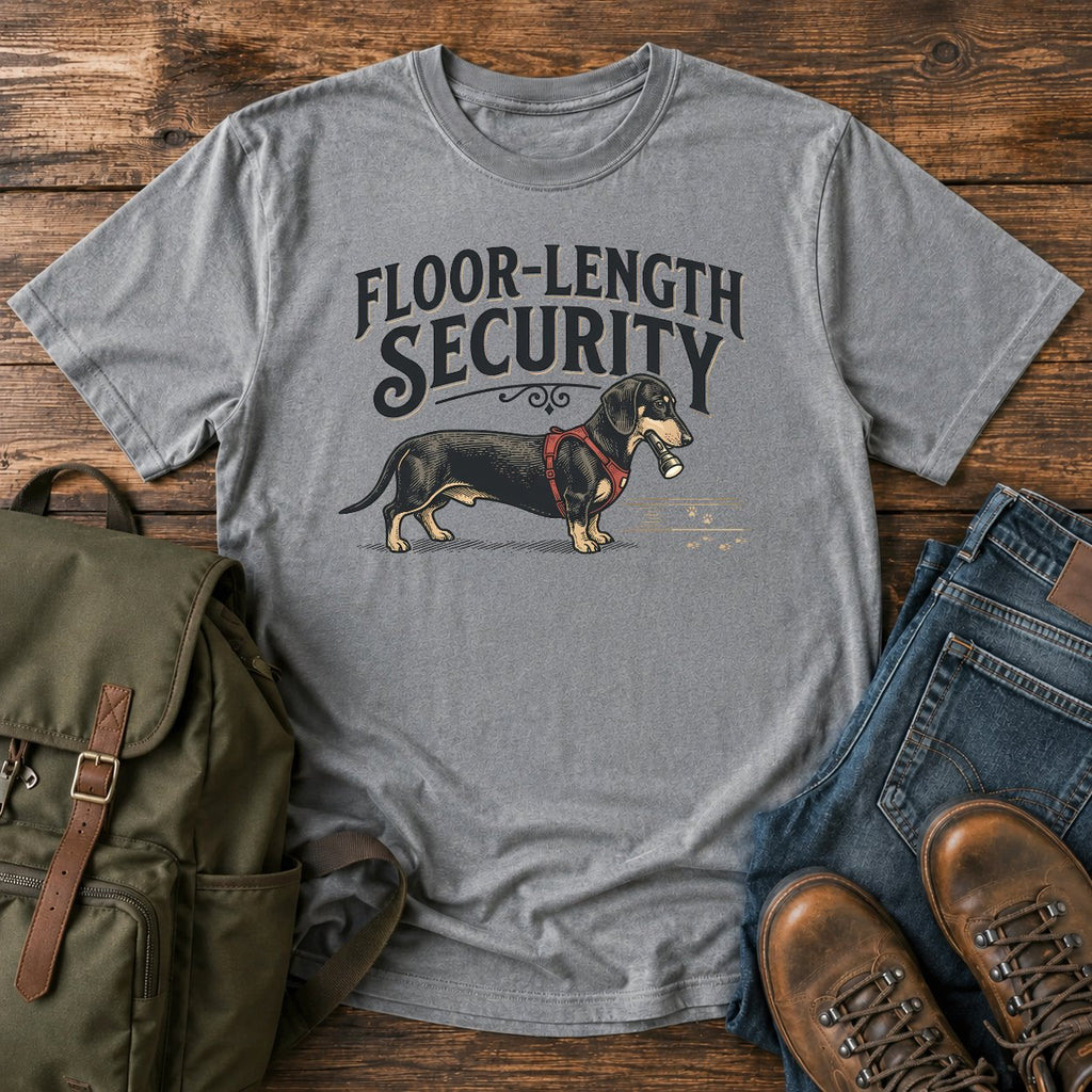 Dachshund floor security dog on a t-shirt design