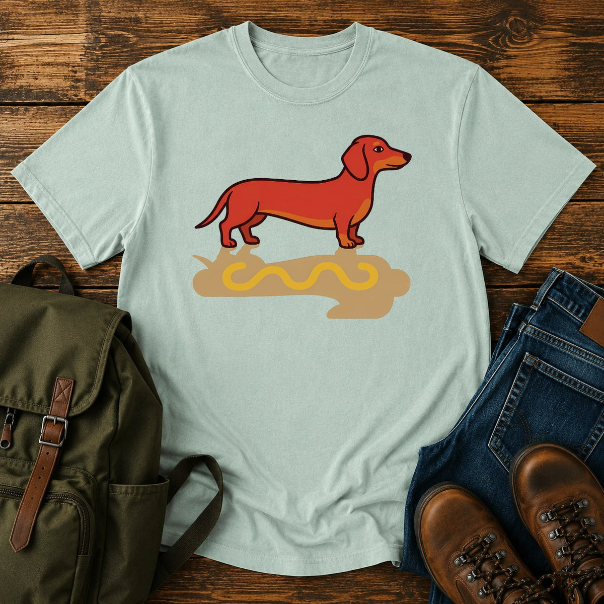 Dachshund hotdog shadow dog on a t-shirt design