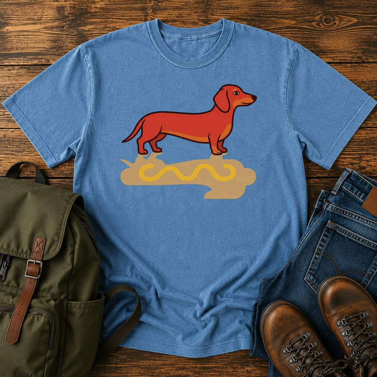 Dachshund hotdog shadow dog on a t-shirt design