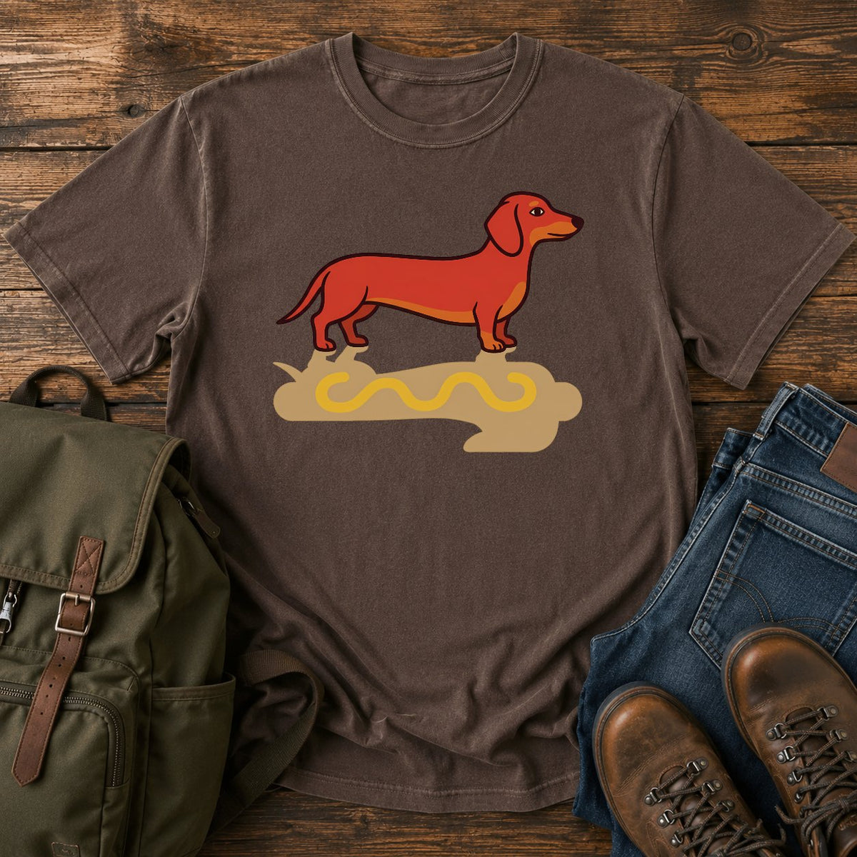 Dachshund hotdog shadow dog on a t-shirt design