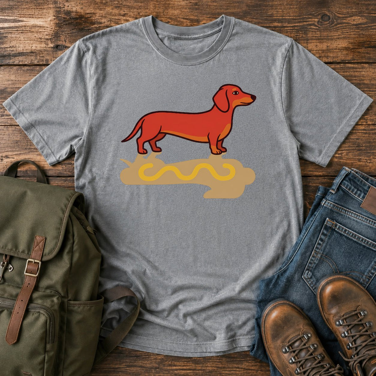 Dachshund hotdog shadow dog on a t-shirt design