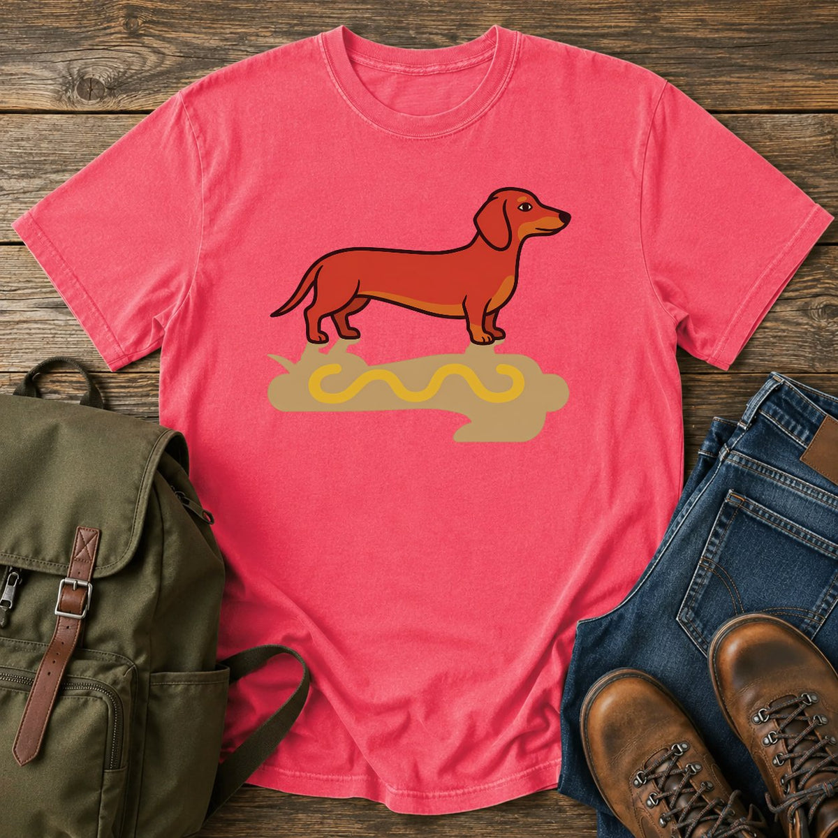 Dachshund hotdog shadow dog on a t-shirt design