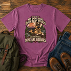 German Shepherd bones and grudges joke with vintage outdoor badge on a t-shirt design