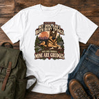 German Shepherd bones and grudges joke with vintage outdoor badge on a t-shirt design