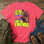 German Shepherd friendship joke with bright retro dog portrait on a t-shirt design