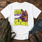 German Shepherd friendship joke with bright retro dog portrait on a t-shirt design