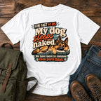 German Shepherd sleeps naked joke with warm retro dog graphic on a t-shirt design