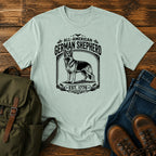 German Shepherd all-American patriotic badge t-shirt design with Est. 1776 text.
