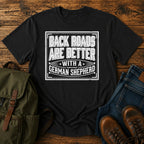 German Shepherd back roads slogan t-shirt design