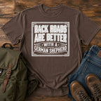 German Shepherd back roads slogan t-shirt design