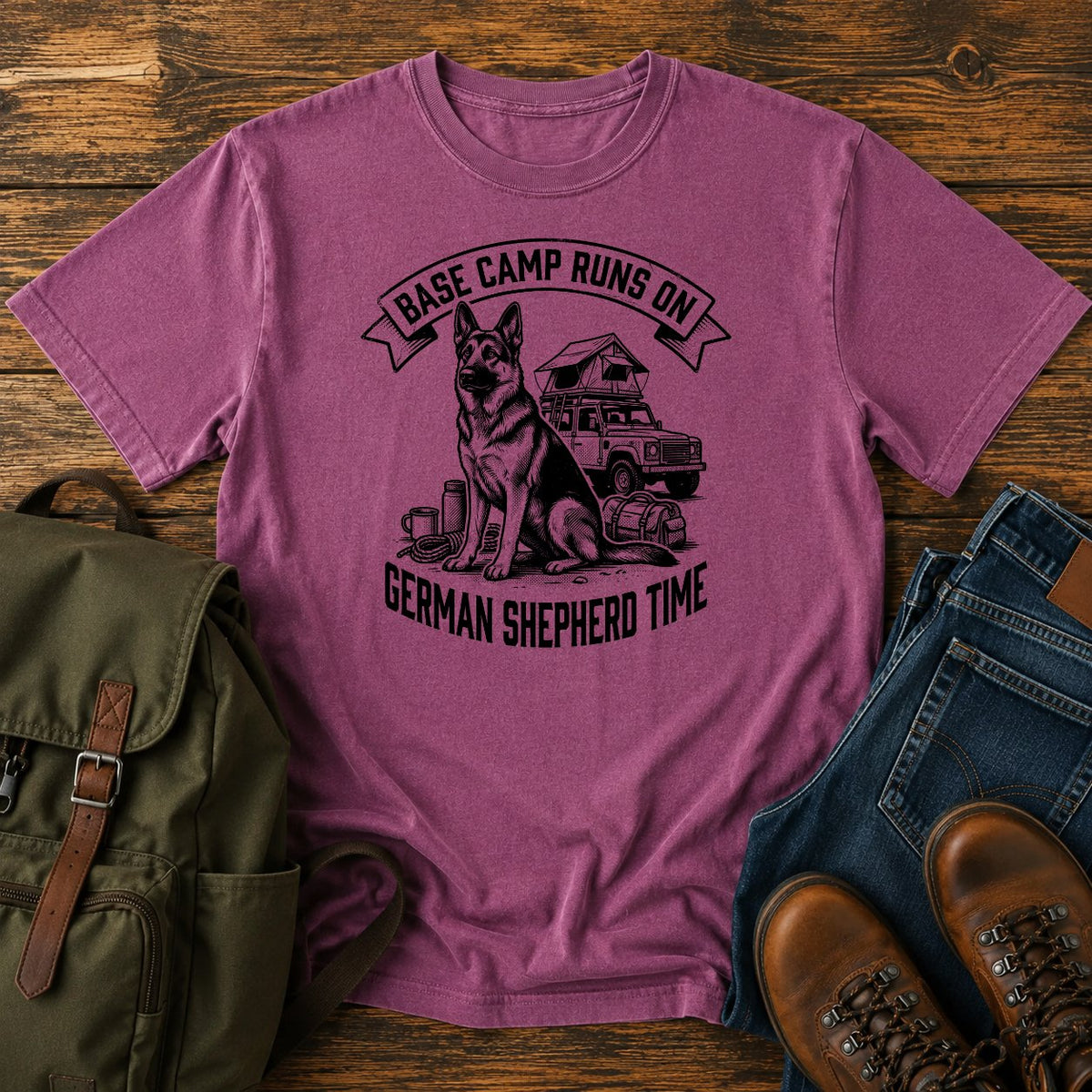 German Shepherd base camp slogan t-shirt design