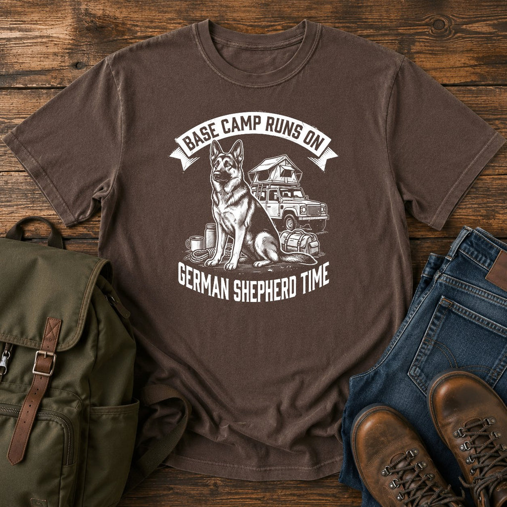 German Shepherd base camp slogan t-shirt design