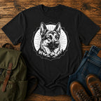German Shepherd black and tan portrait emblem t-shirt design