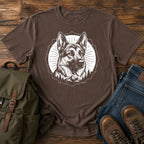 German Shepherd black and tan portrait emblem t-shirt design