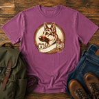 German Shepherd camp crest camping scene t-shirt design