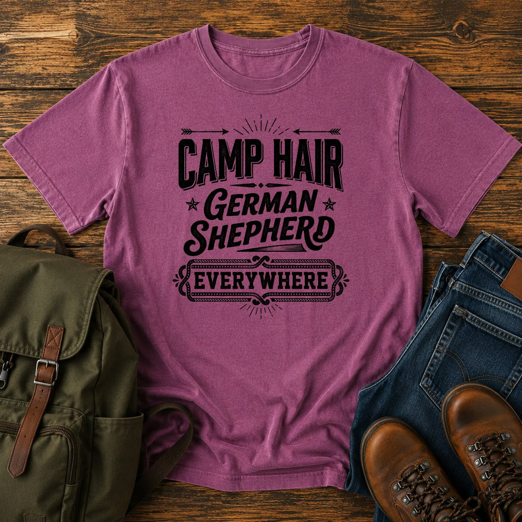 German Shepherd camp hair slogan t-shirt design