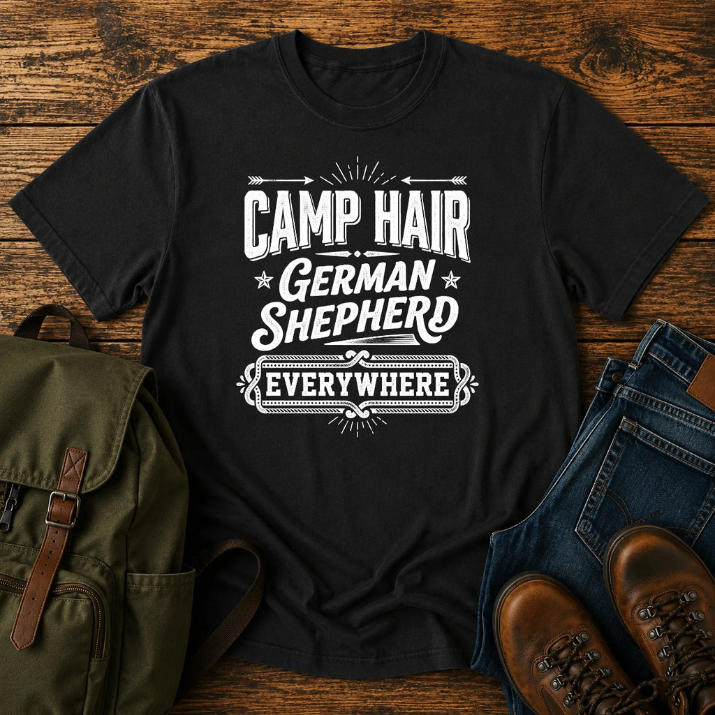 German Shepherd camp hair slogan t-shirt design