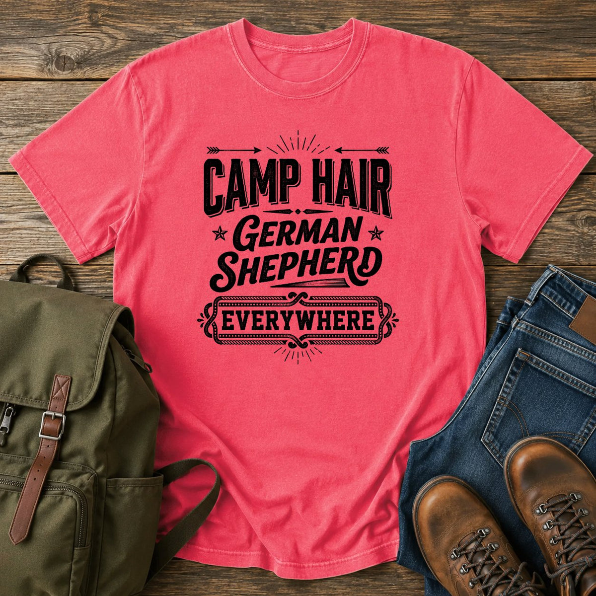 German Shepherd camp hair slogan t-shirt design