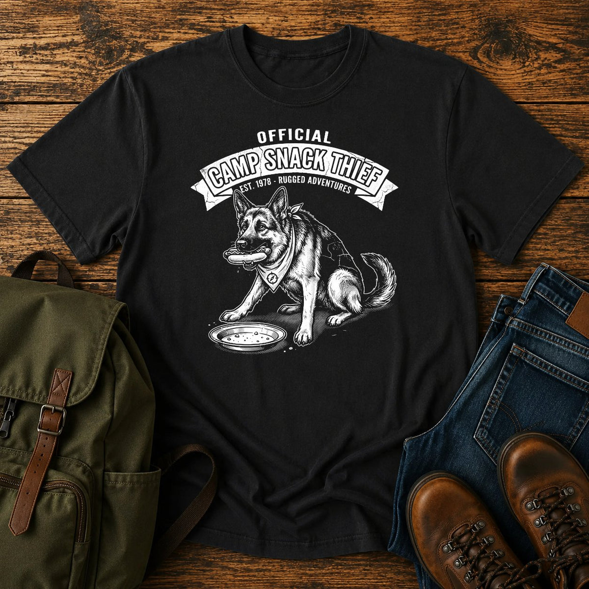 German Shepherd snack slogan t-shirt design