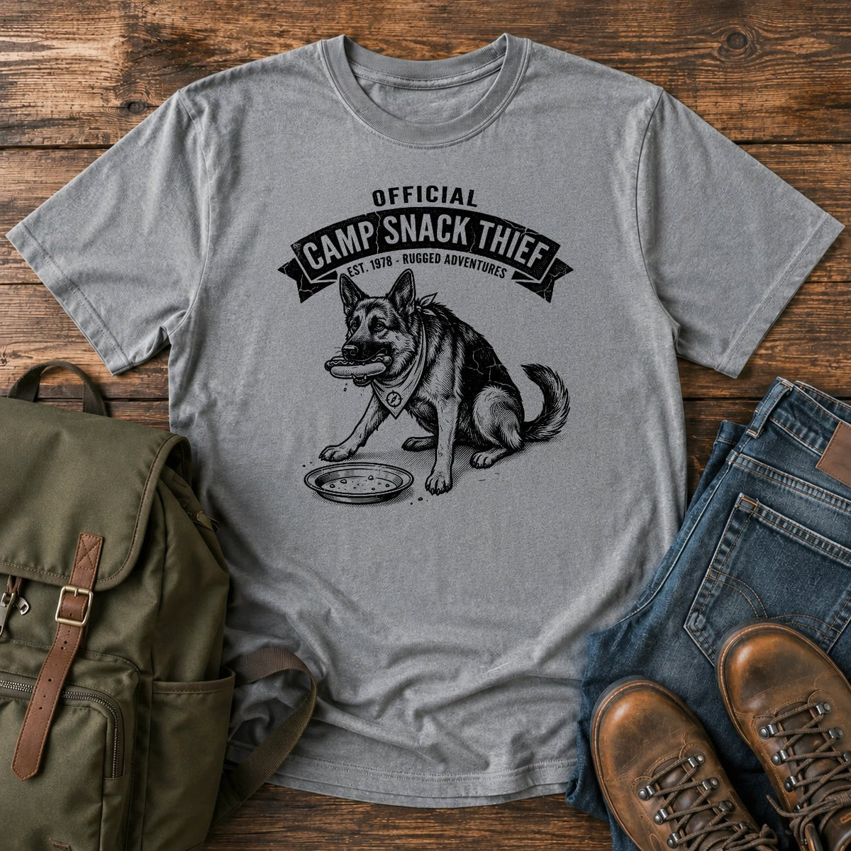 German Shepherd snack slogan t-shirt design