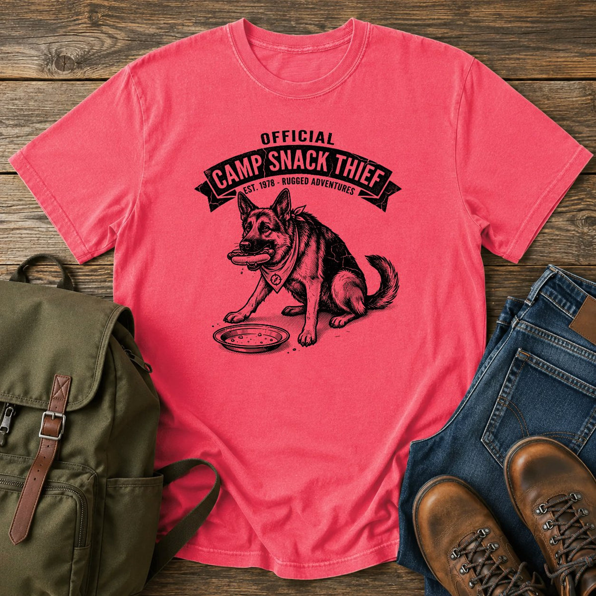 German Shepherd snack slogan t-shirt design