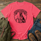 German Shepherd coffee dog mom t-shirt design with shepherd and steaming mug