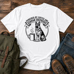 German Shepherd coffee dog mom t-shirt design with shepherd and steaming mug