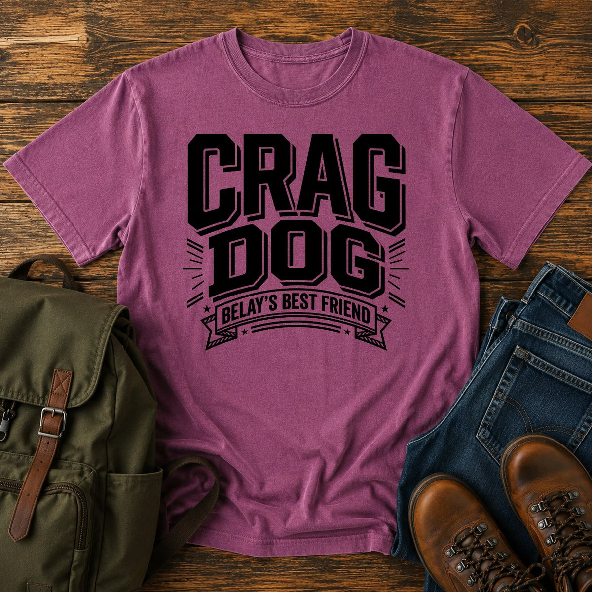 German Shepherd crag dog climbing typography t-shirt design with belay badge lettering
