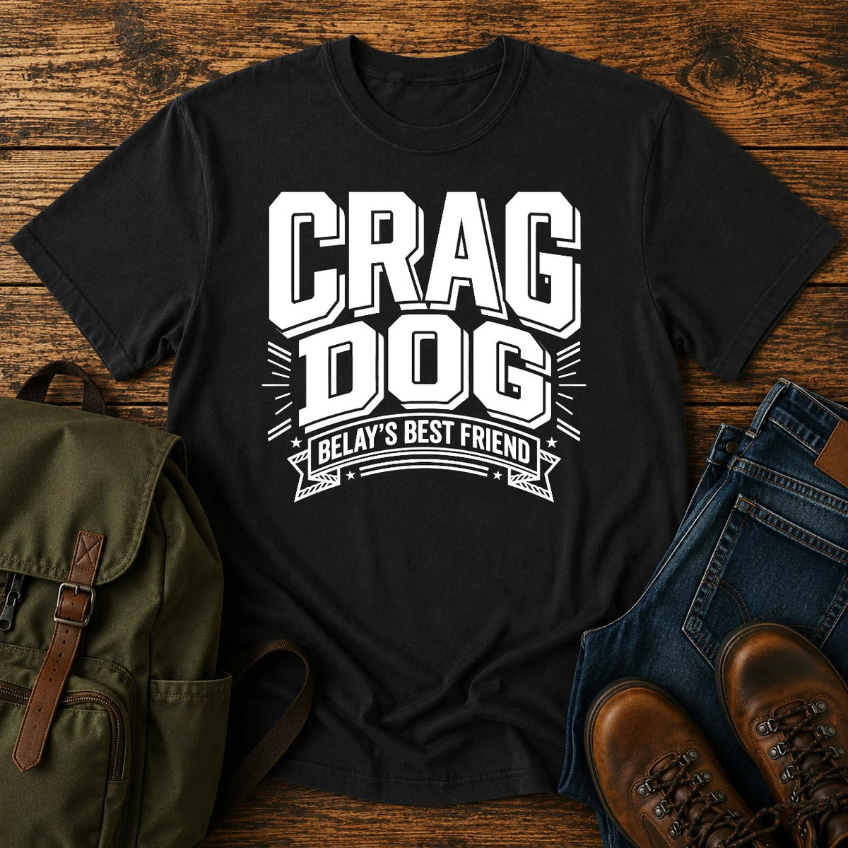 German Shepherd crag dog climbing typography t-shirt design with belay badge lettering