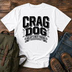 German Shepherd crag dog climbing typography t-shirt design with belay badge lettering