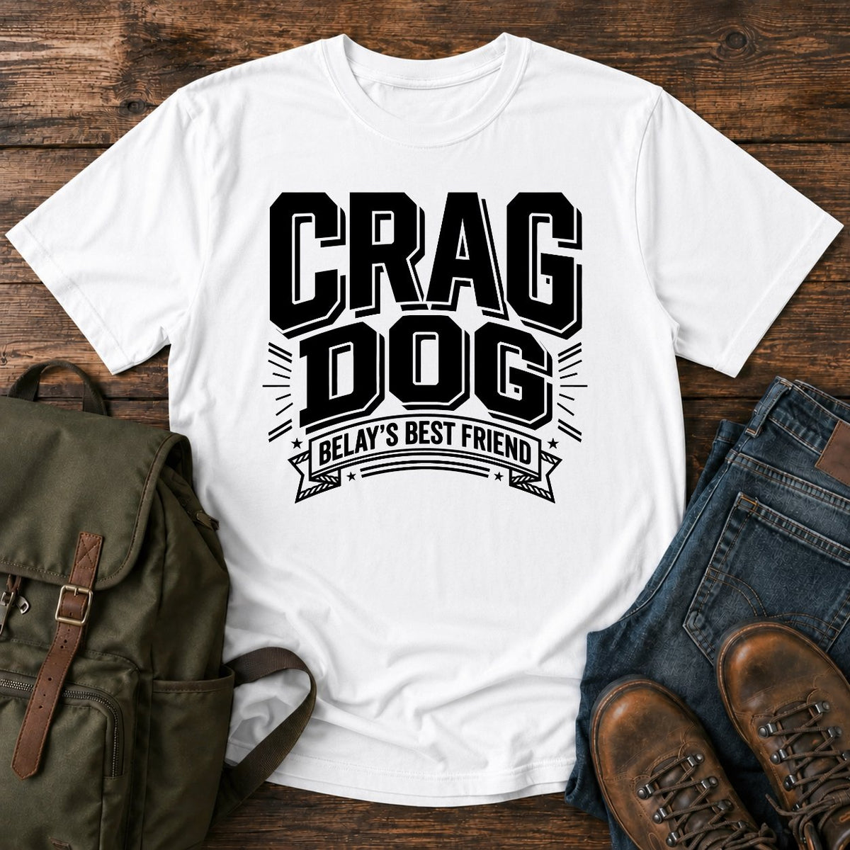 German Shepherd crag dog climbing typography t-shirt design with belay badge lettering