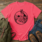 German Shepherd desert run overlanding scene t-shirt design