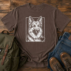 German Shepherd portrait t-shirt design with sweet engraved dog and small heart