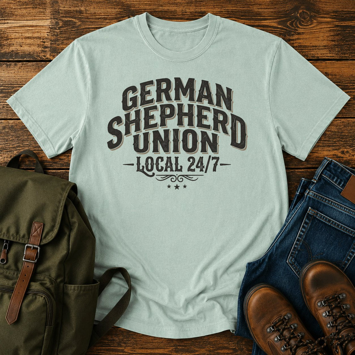 German Shepherd union typography t-shirt design with Local 24/7 slogan